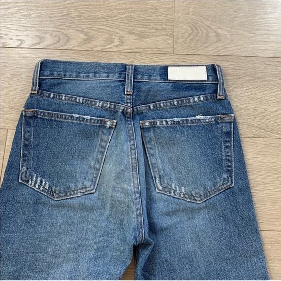 RE/DONE High Rise Ankle Crop Distressed Jeans in Square Destroy - Picture 9 of 10